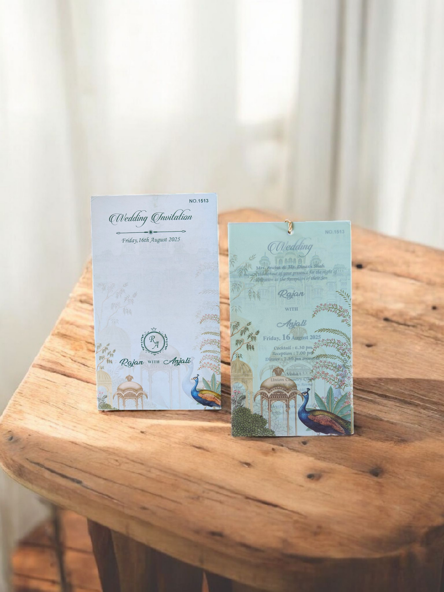 Pichwai Peacock Theme Vellum Paper Invitation