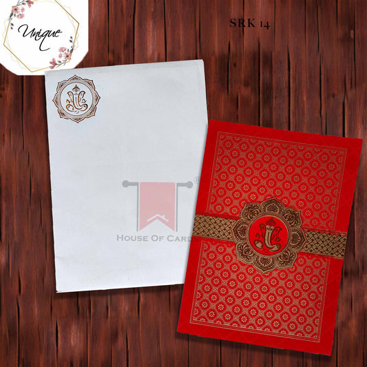 Red Color Ganesha  Invitation - Normal Paper Quality