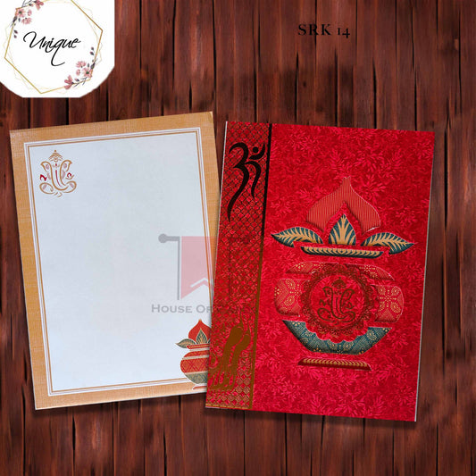 Red Color Kalash Cutout Normal Paper Hindu Wedding Invitation