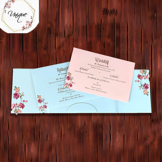 Wooden Floral Invitation With Custom Names