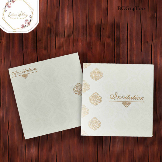 Simple White Invitation with Embossed Designs