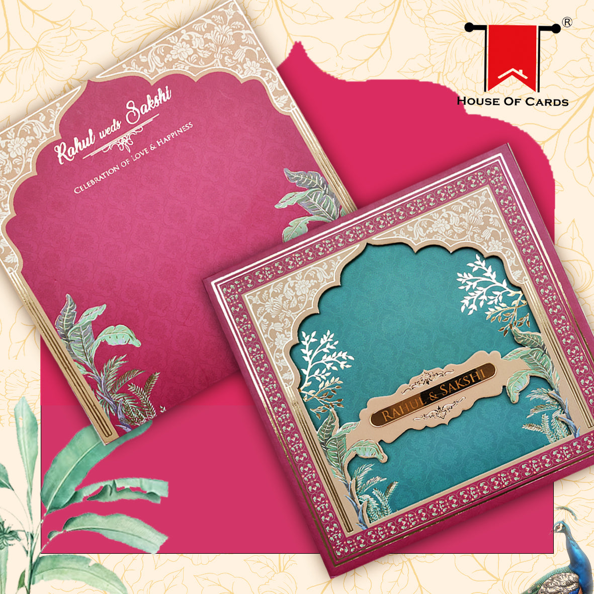 Square Box Floral Invitation With Go