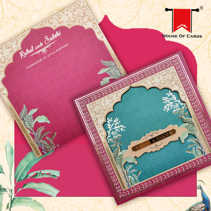 Square Box Floral Invitation With Go