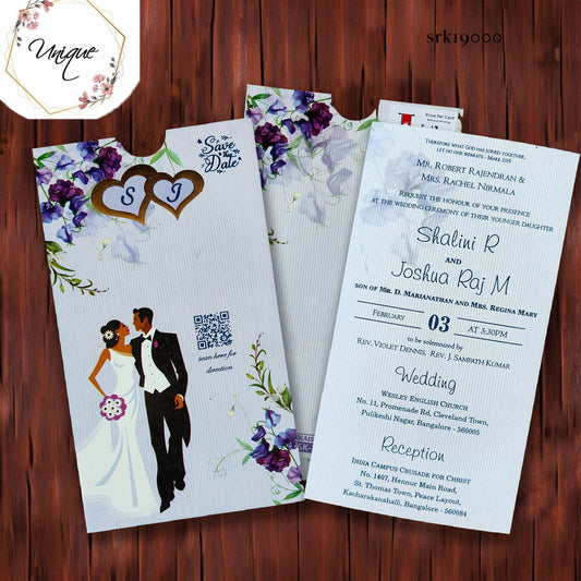 Simple Blue Single Page Wedding Invitation