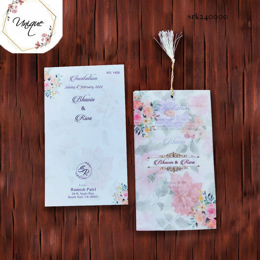 Floral Print Translucent Paper Invitation