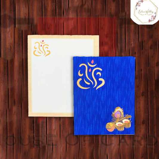 Shade of Blue Lord Ganesha with Tabla and Veena Invitation