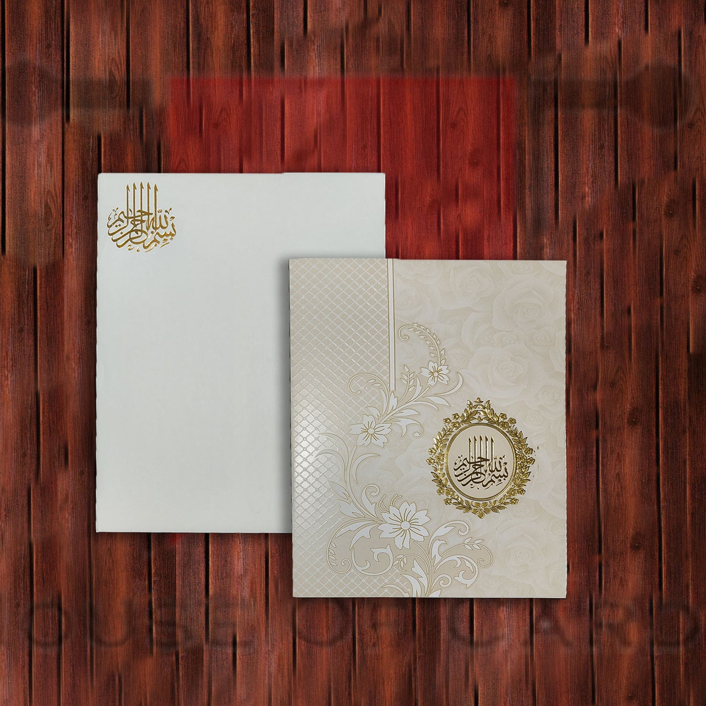 Simple White and Cream Shade Invitation With Floral Imprints