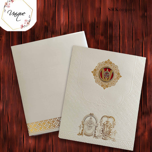 Cream Shade Premium Matter Paper Invitation Lord Balaji Invitation