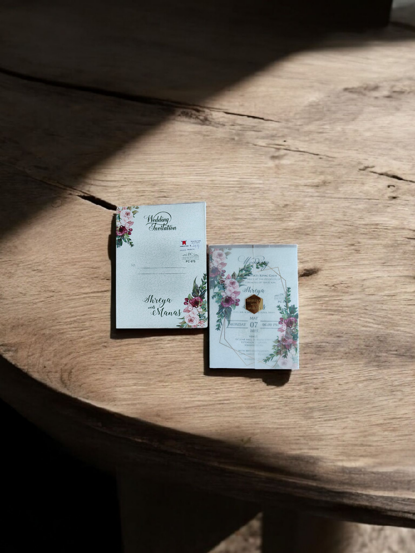 Door Style Floral Tracing Paper Wedding Invitatioin