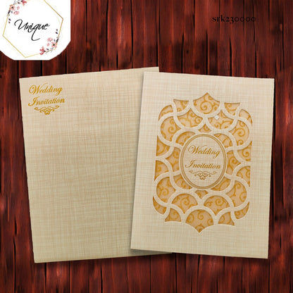 Khadi Texture With Orange Cotton Lining Wedding Invitation