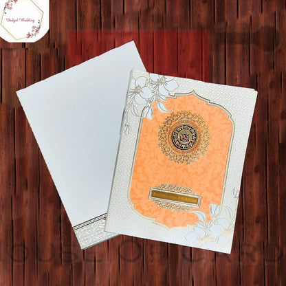 Orange and White Shade Floral Print Box Type Invitation