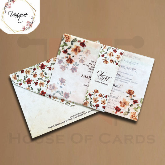 Pastel Shade Floral Invitation With Band