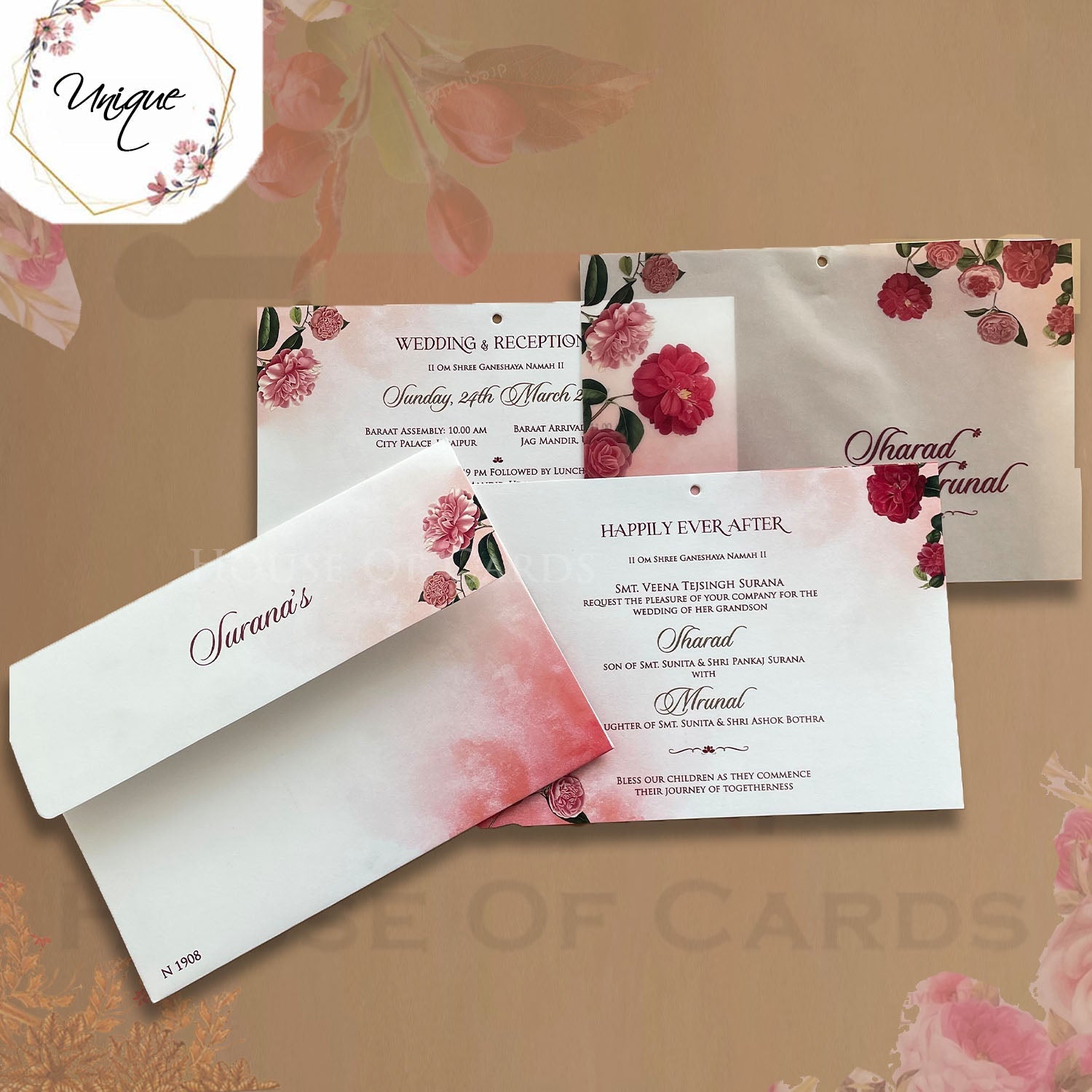 Peonies Theme Pink Shade Floral Invitation