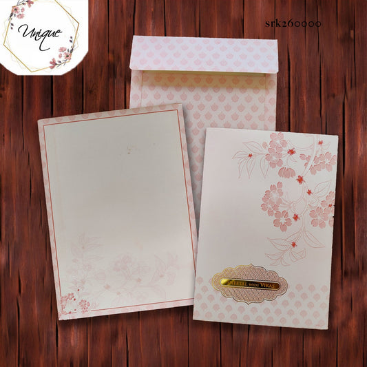 Pink Floral Invitation With Golden Name Plate