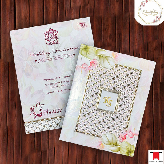 Pink Shade Floral Padding Premium Invitation