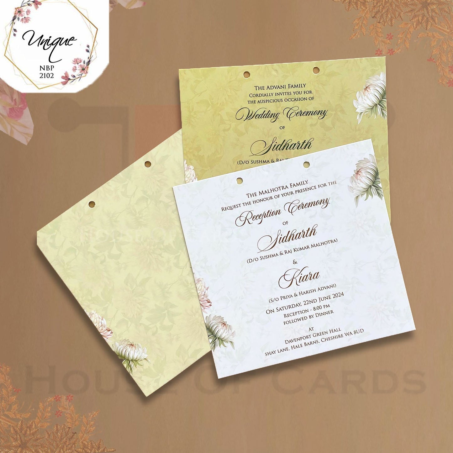 Wooden Floral Invitation With Custom Names