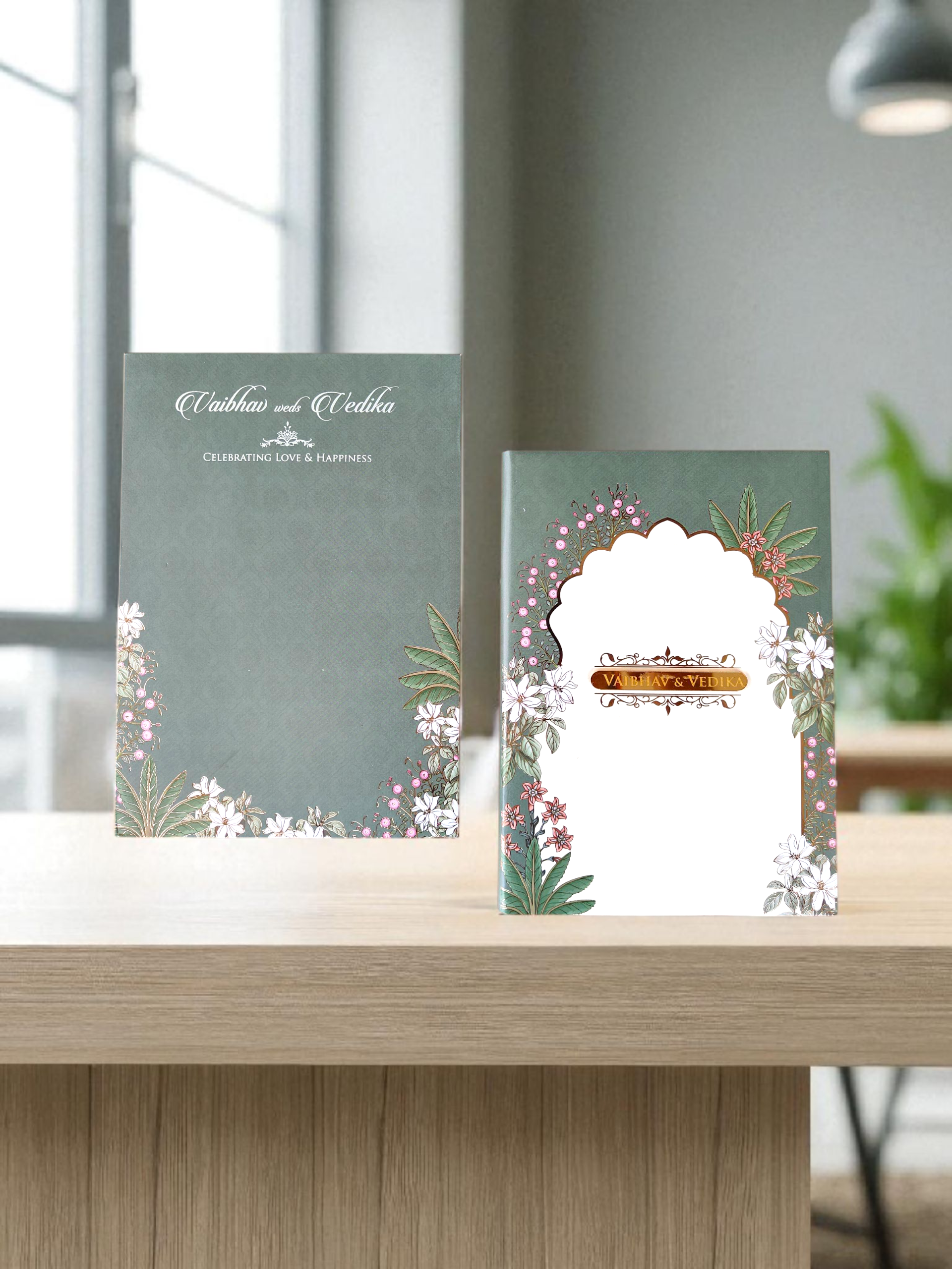 Classic green wedding card
