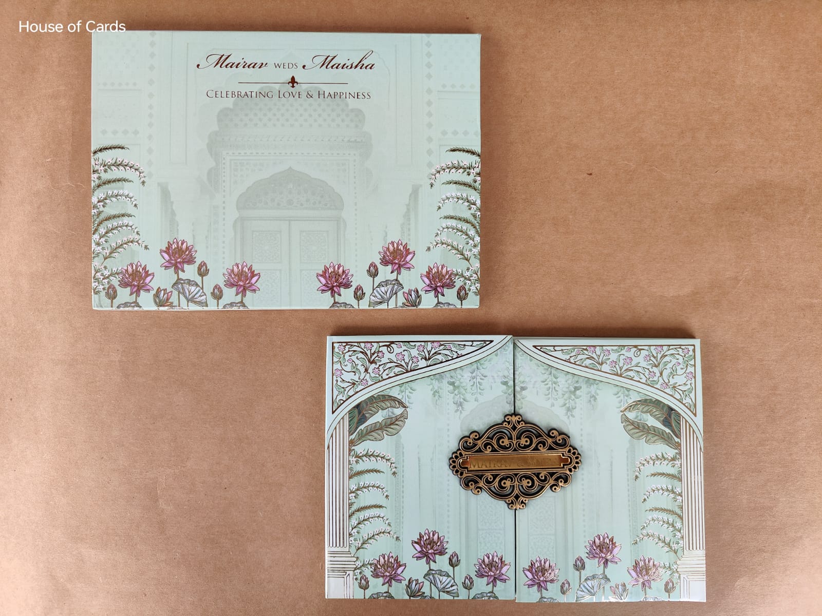 Pastel green wedding card