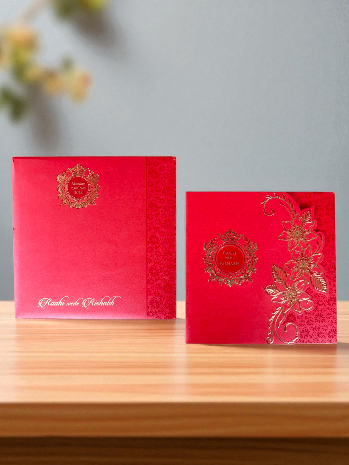 Classic red wedding invitation card