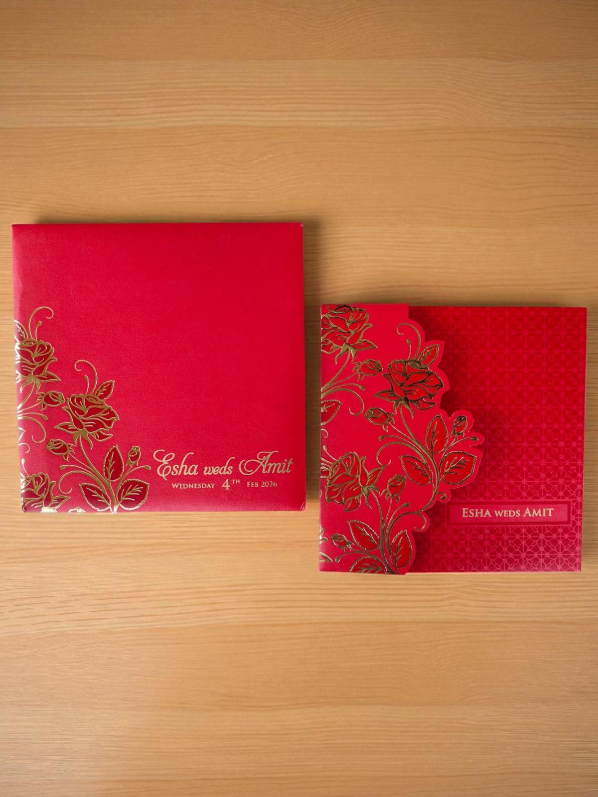 Red rose wedding  invitation card