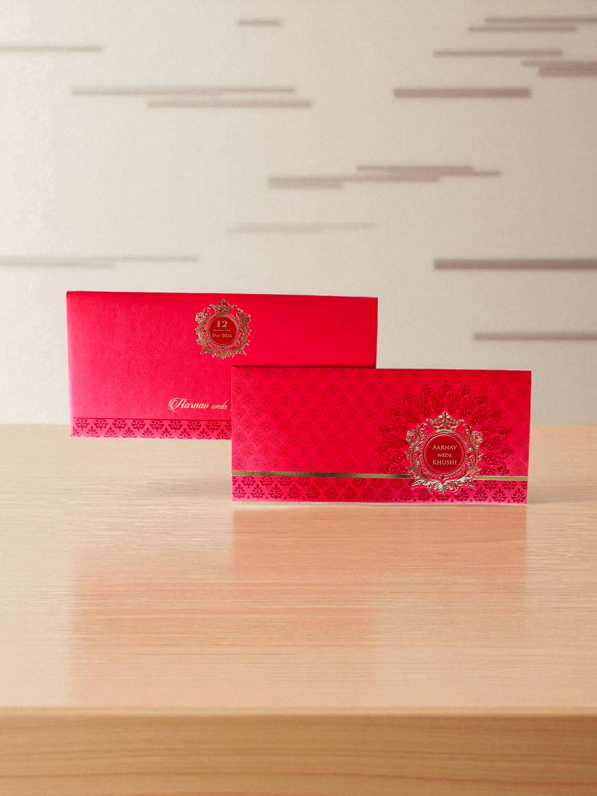 Regal red and gold wedding invitation