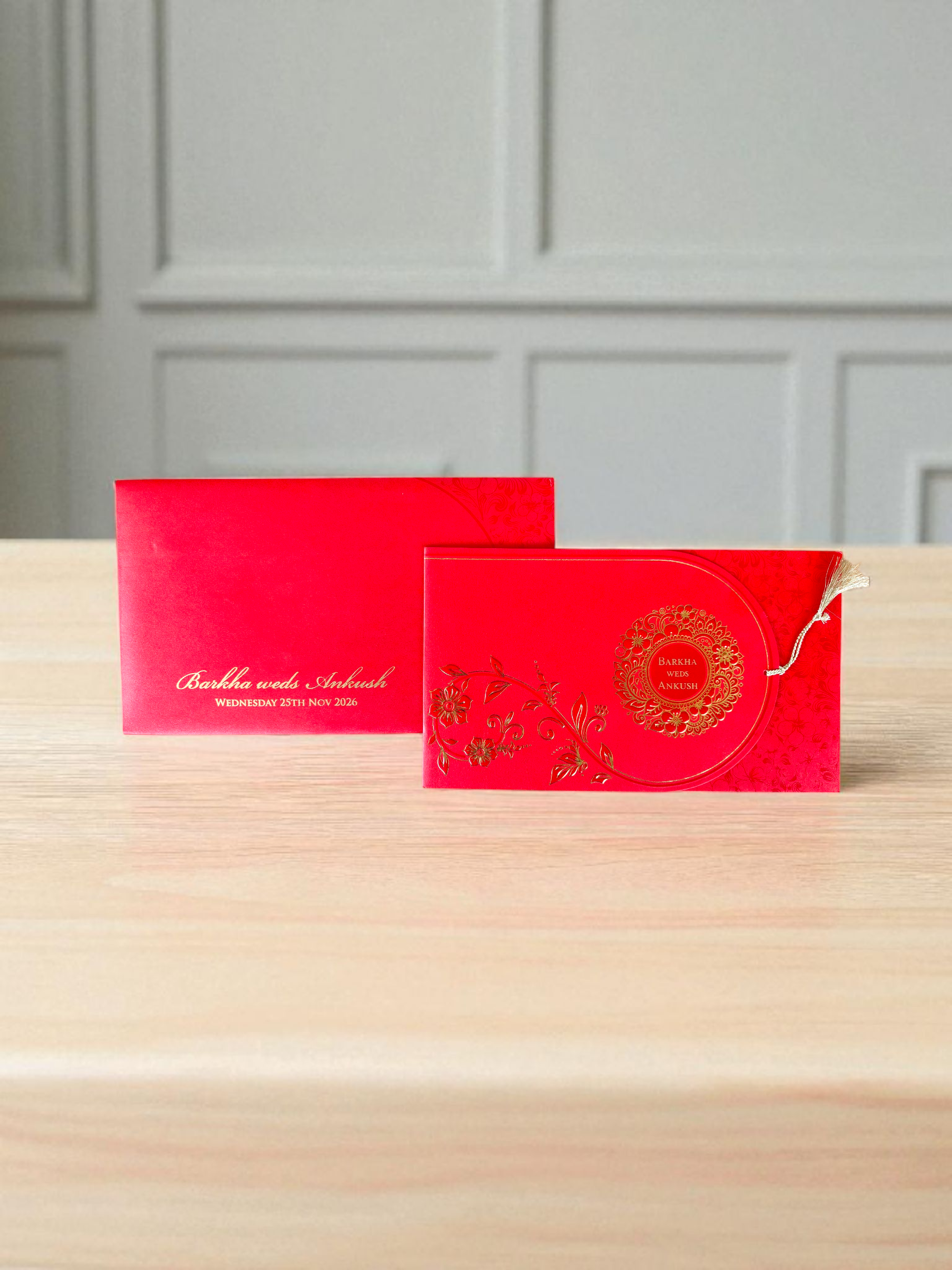 Luxury red wedding card