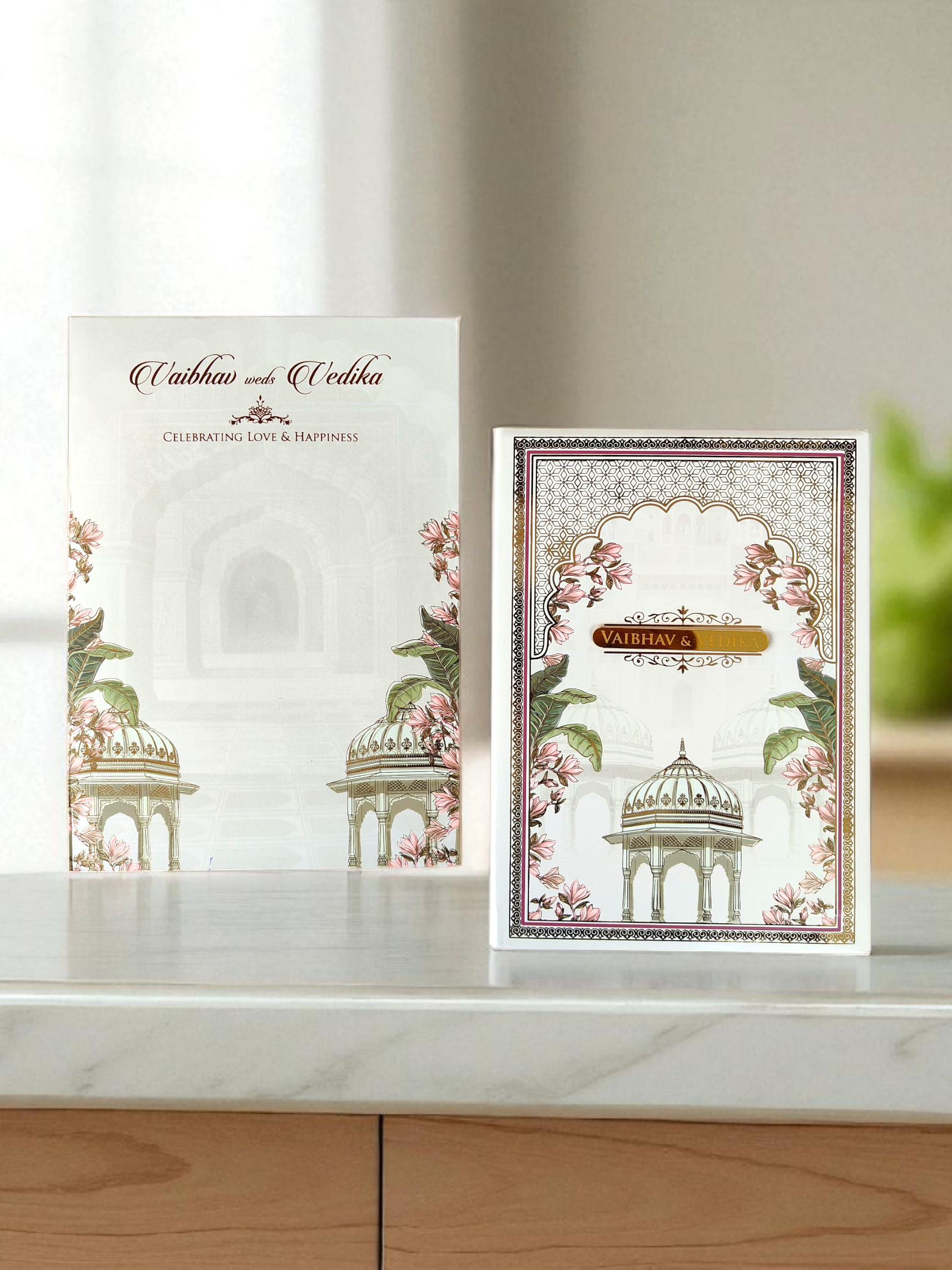 Palace Theme Light Beige Pastel Padded Invitation