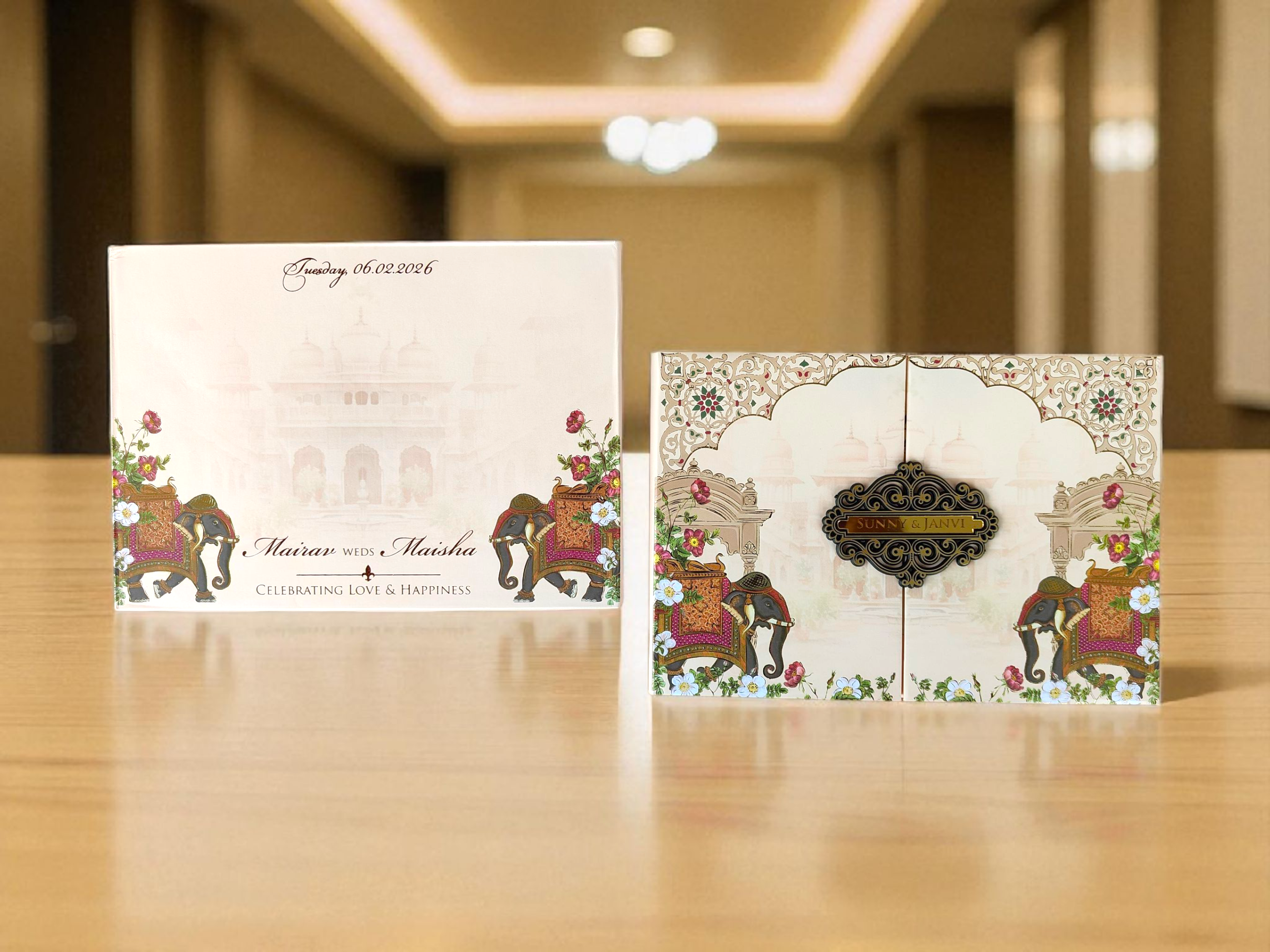 Pastel Peach Elephant Padded Invitation