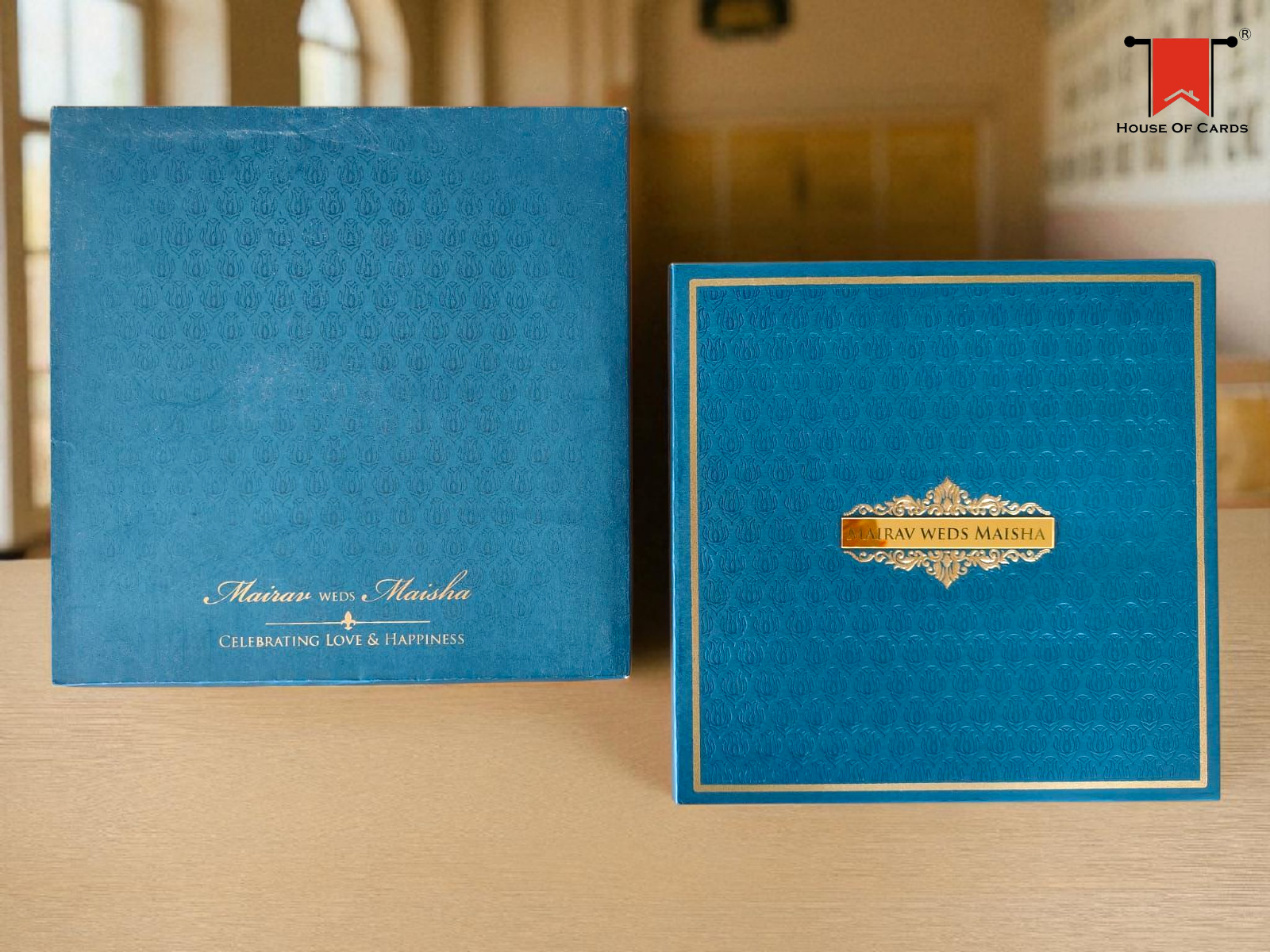 Luxe Teal & Metallic Gold Wedding Invitation