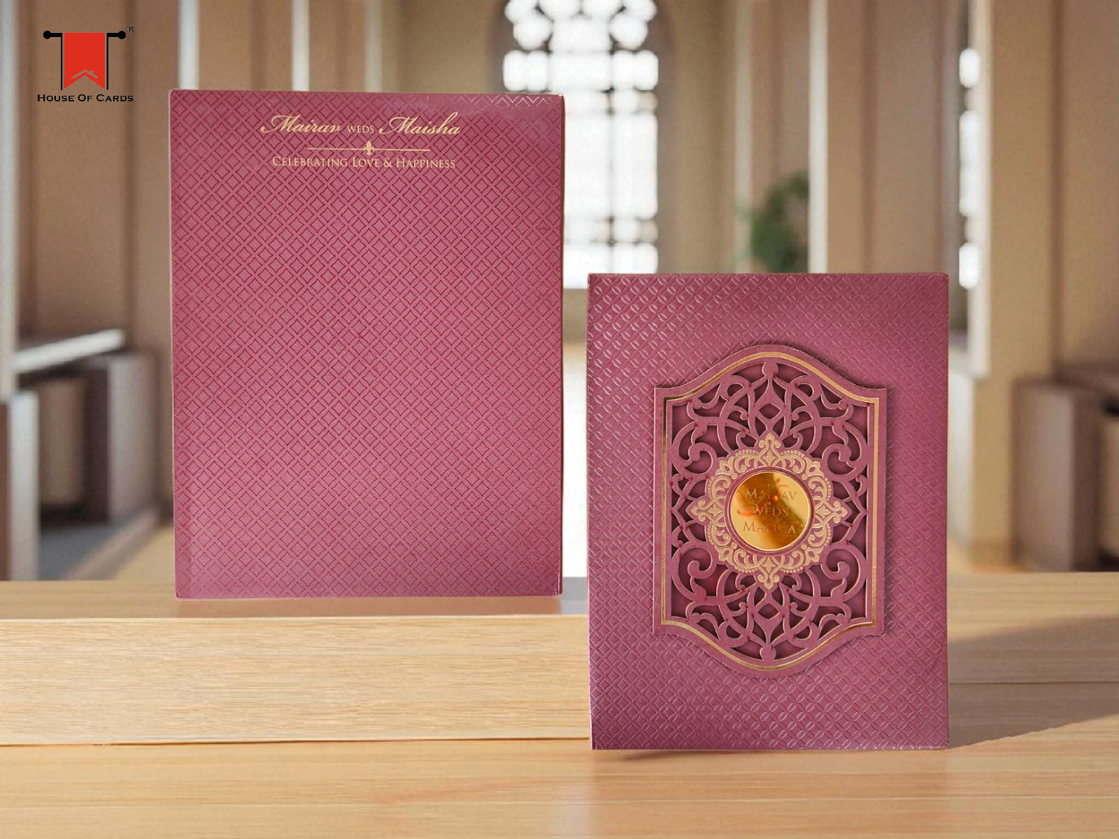 Deep Wine Padded Wedding Invitations