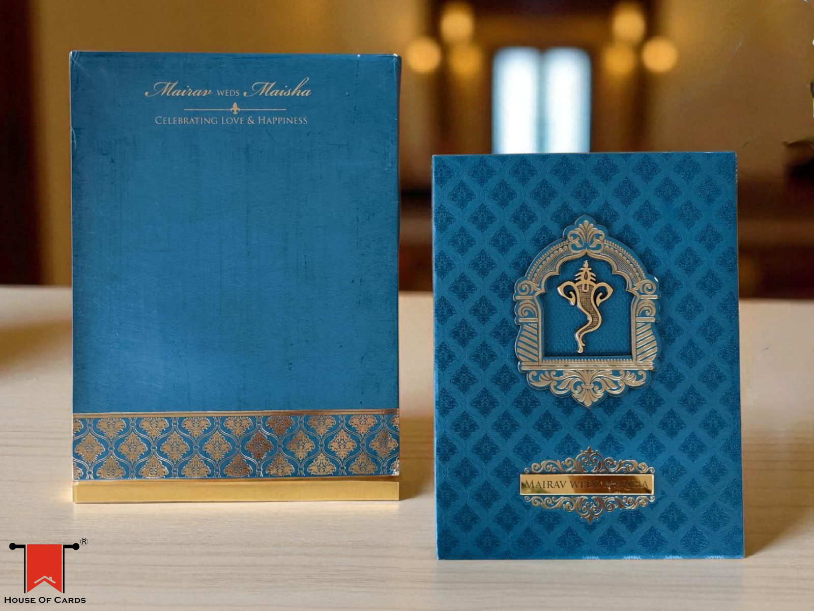 Luxurious Sapphire Blue Padded Wedding Invitations