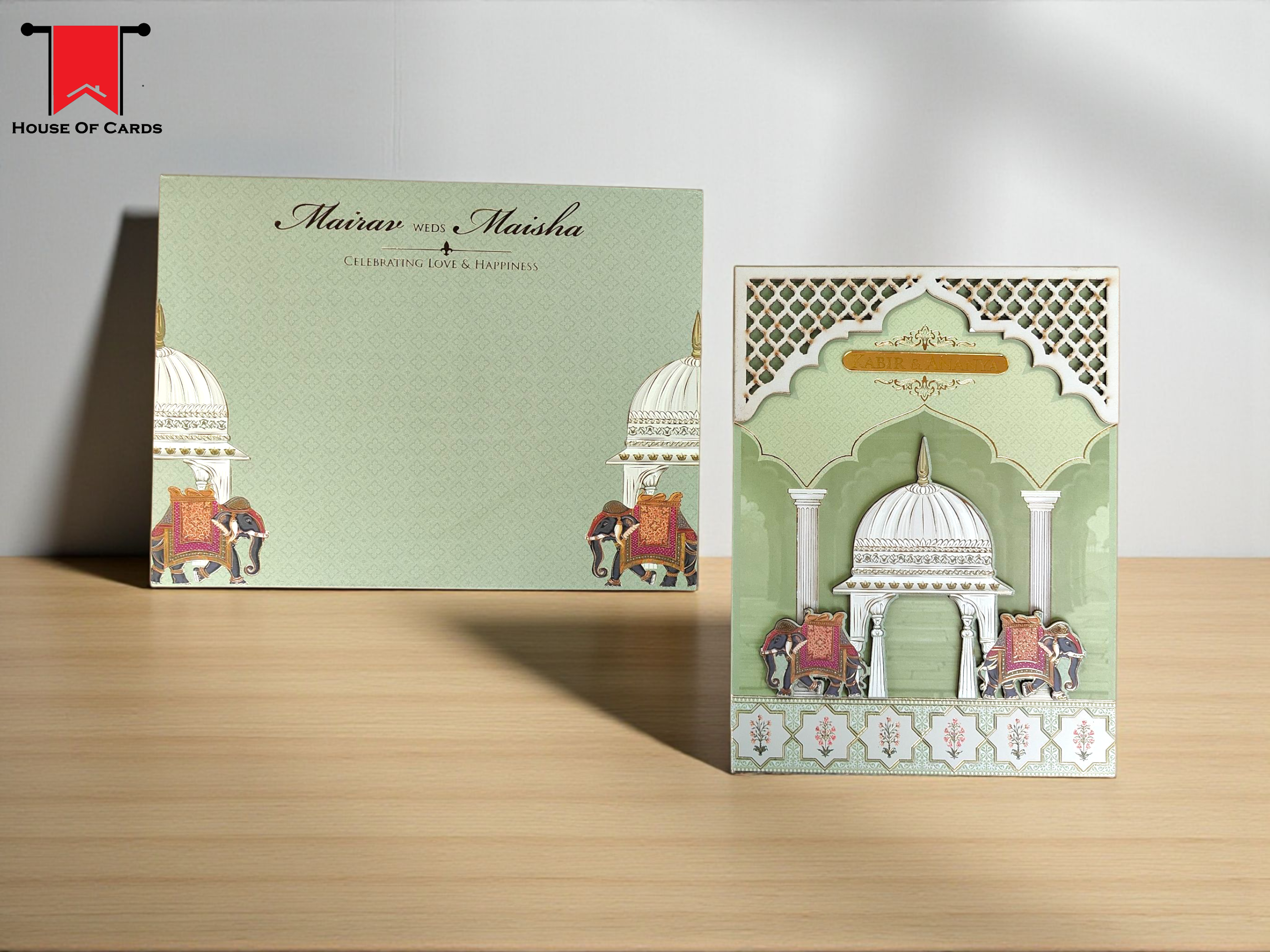 Pastel Green Floral Wedding Invitation