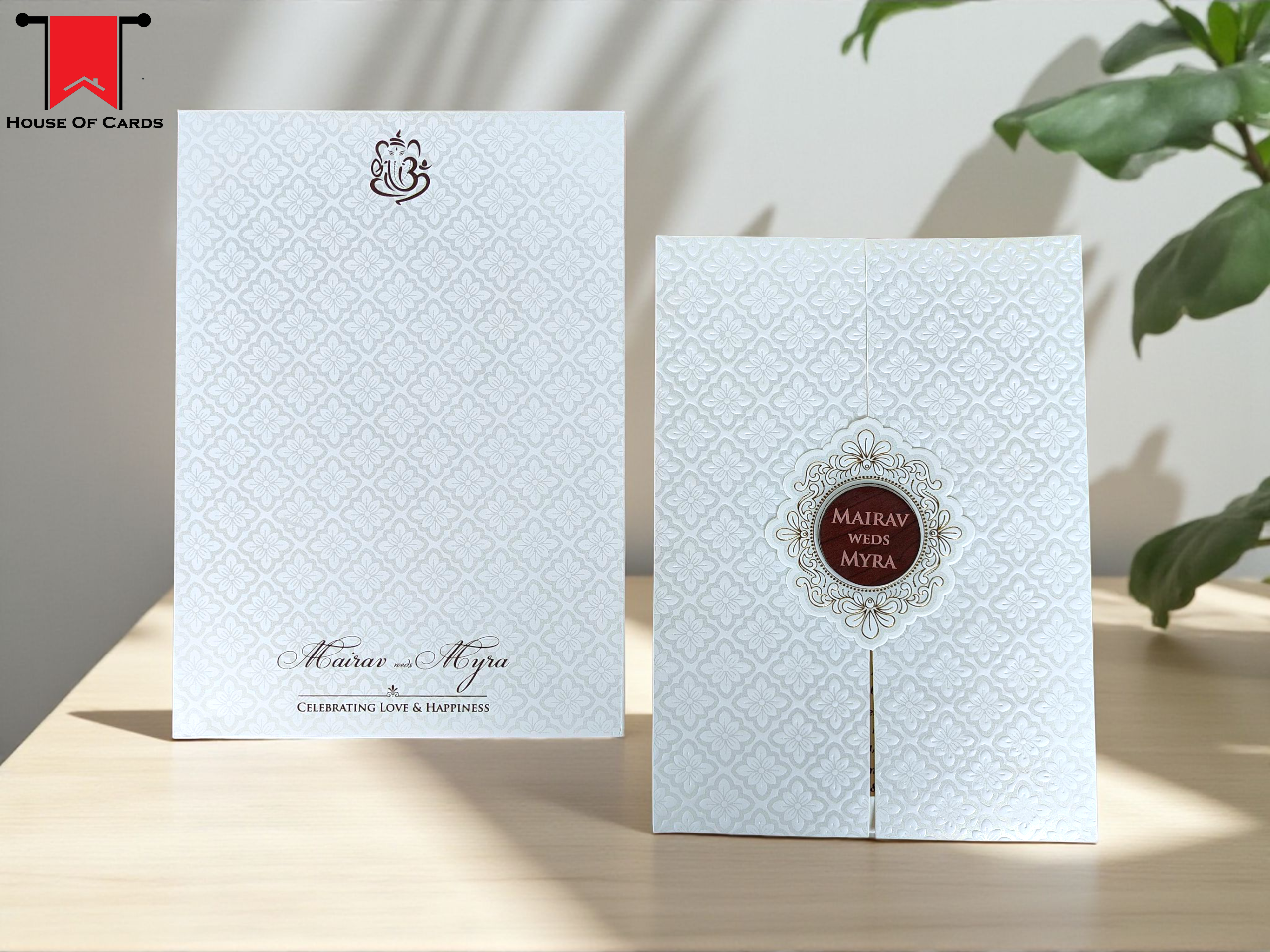 Classic White Embossed Wedding Invite
