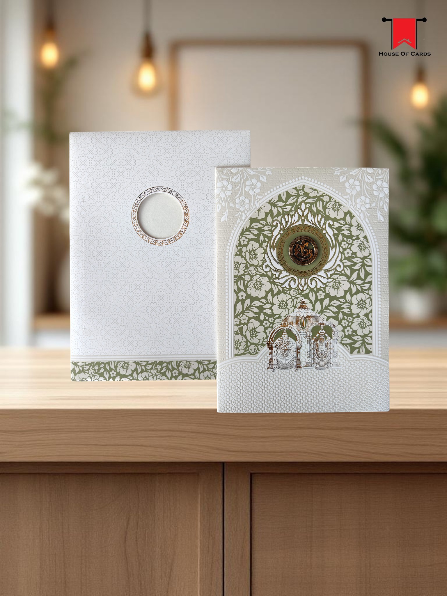Balaji White Green Invitation card