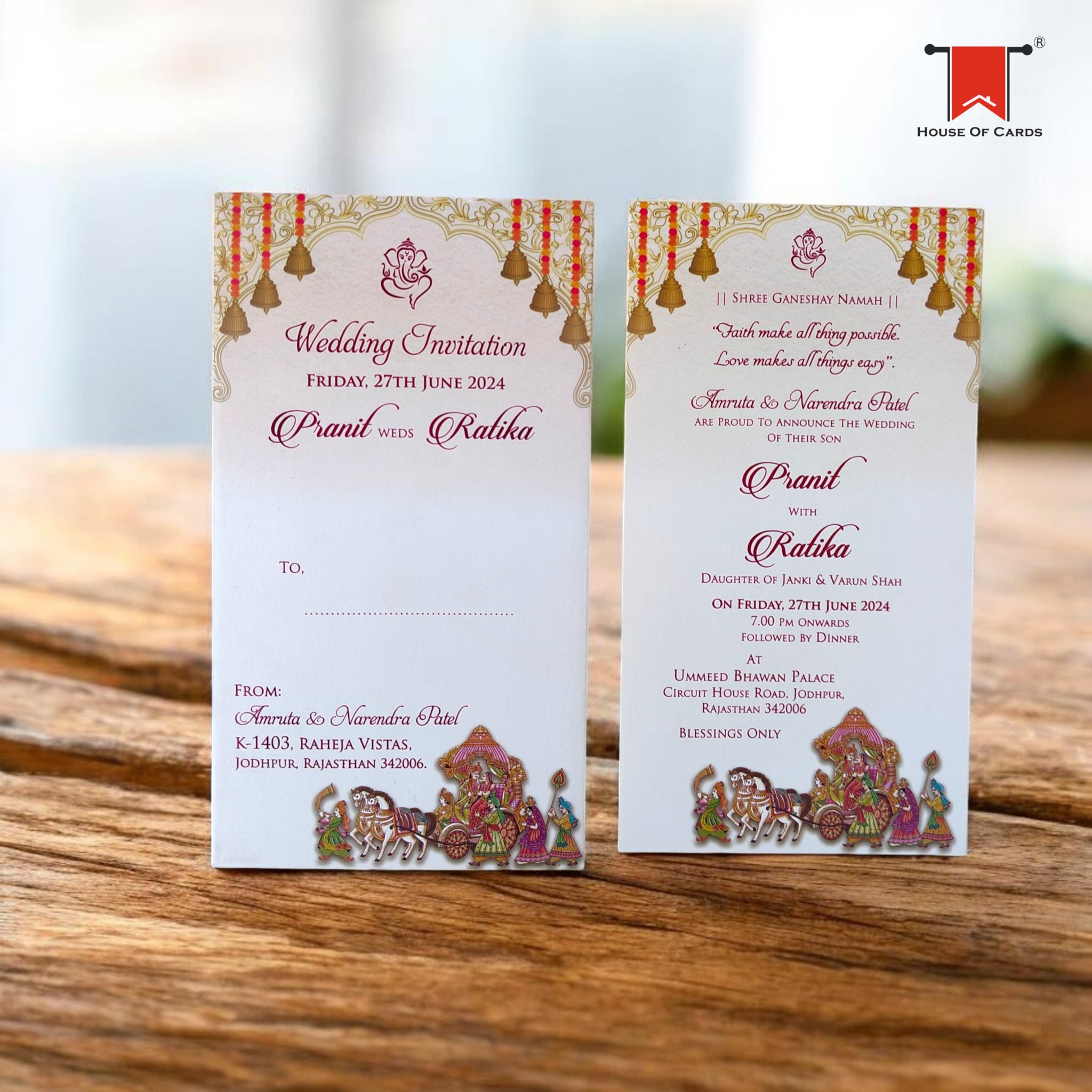 Indian traditional Theme Single Page Wedding Card