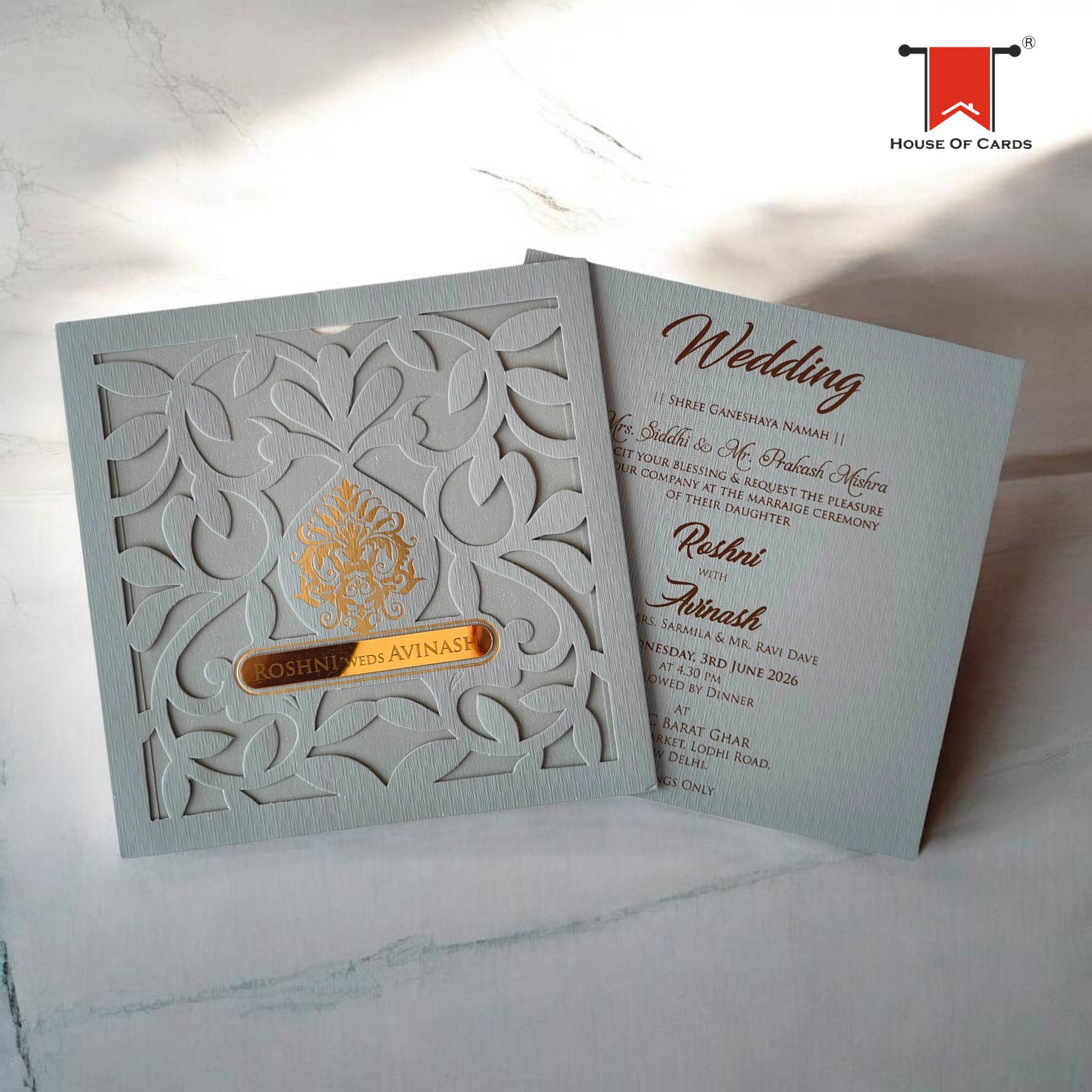 Laser Cut Style Single Invitation Card