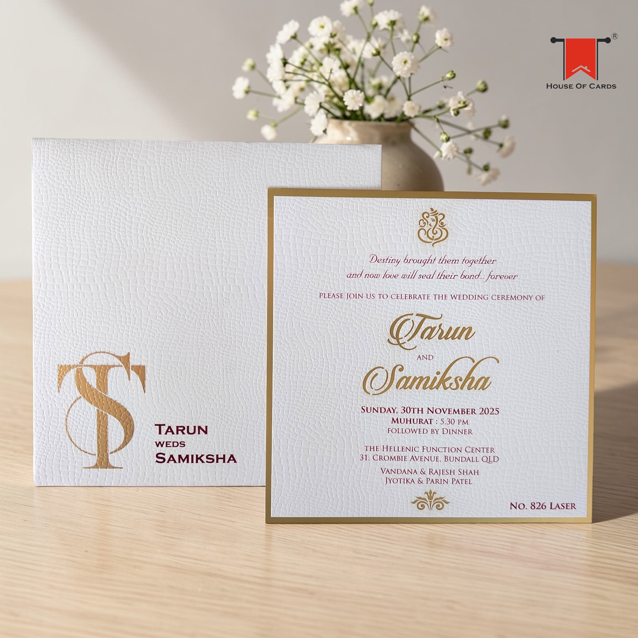 Laser Cut Invitation card on Premium Paper- Peach