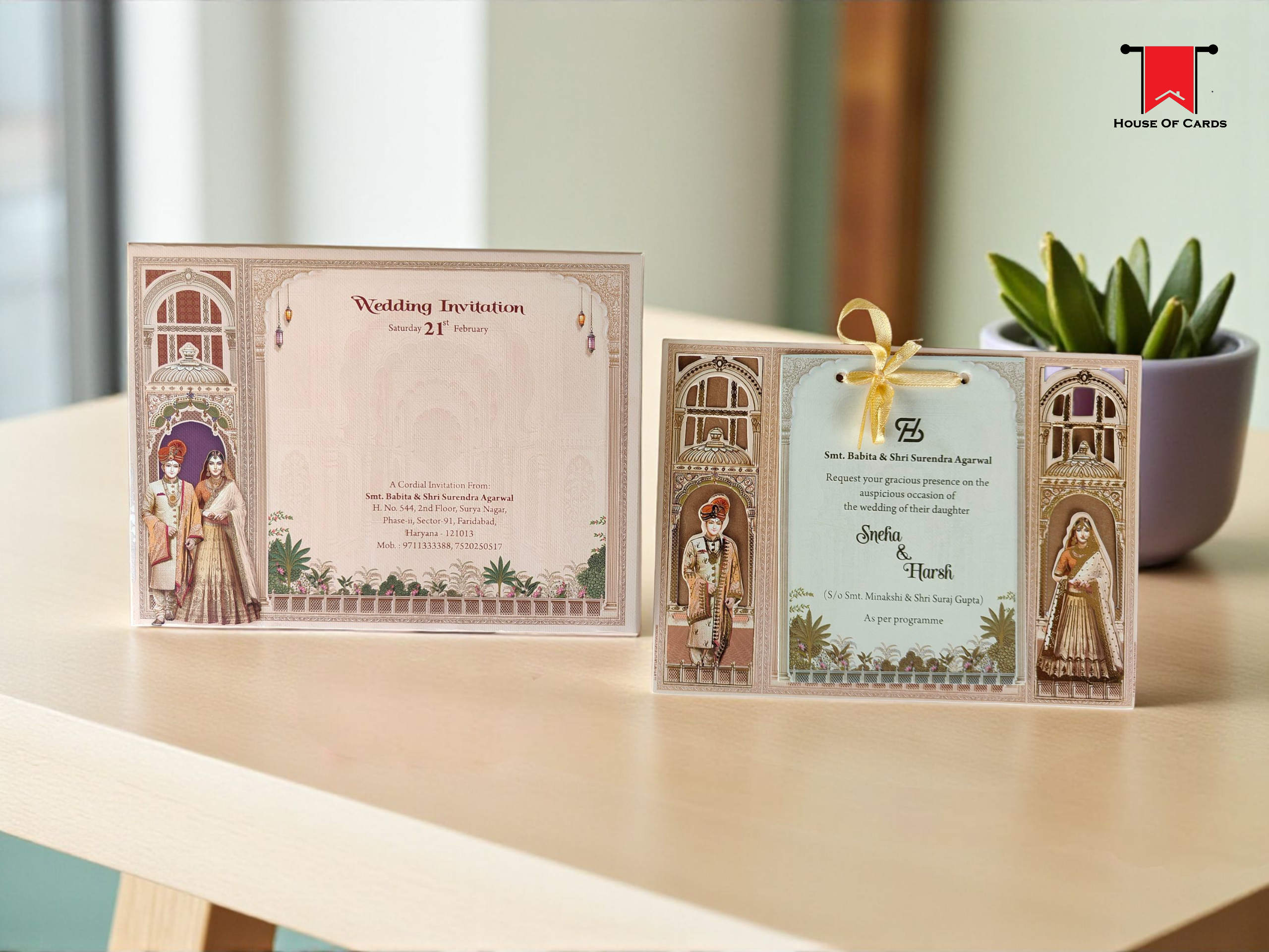 Frame Style Indian Pichwai Theme Wedding Card