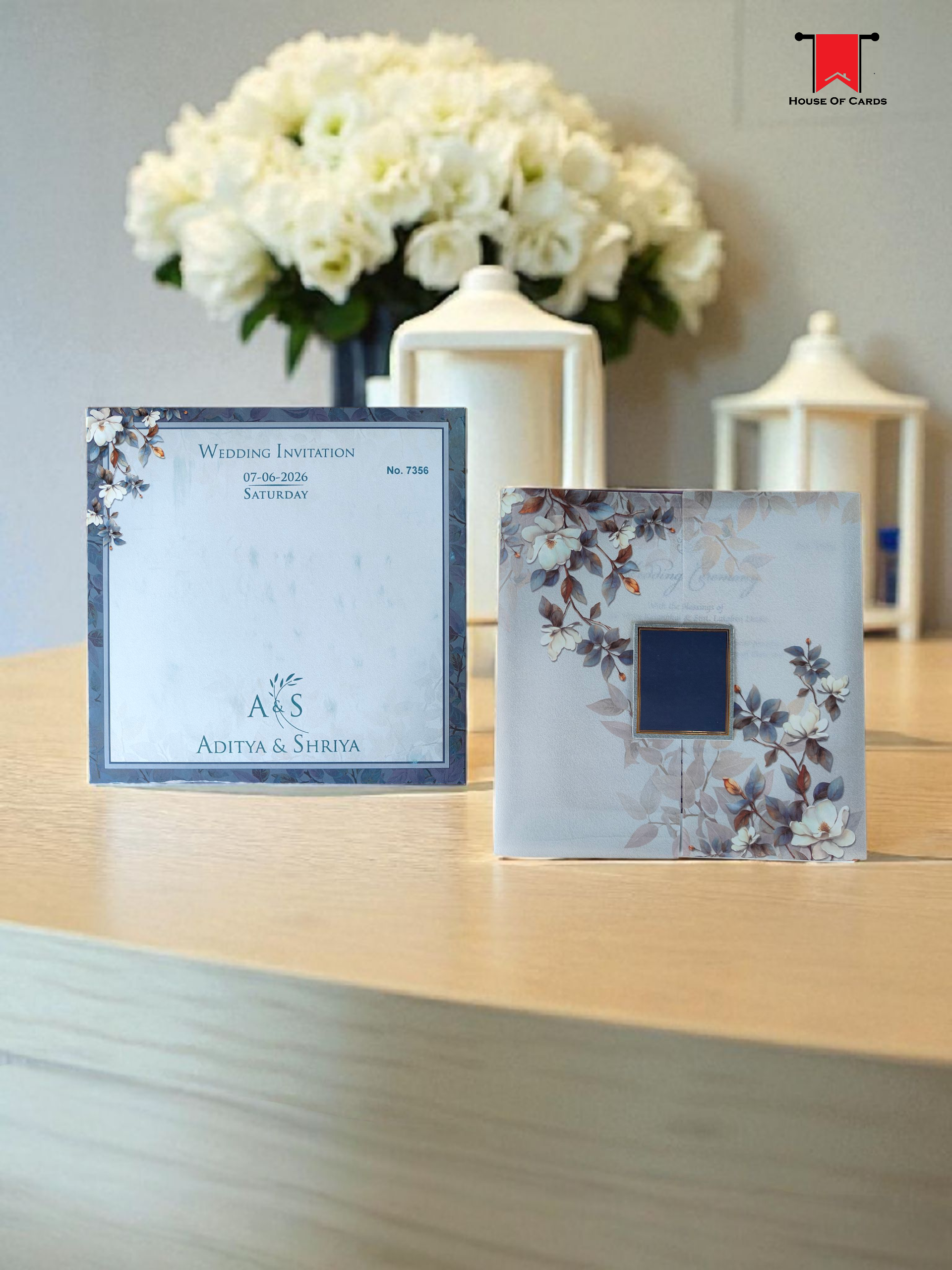 Floral Vellum Paper Door Style Invitation card