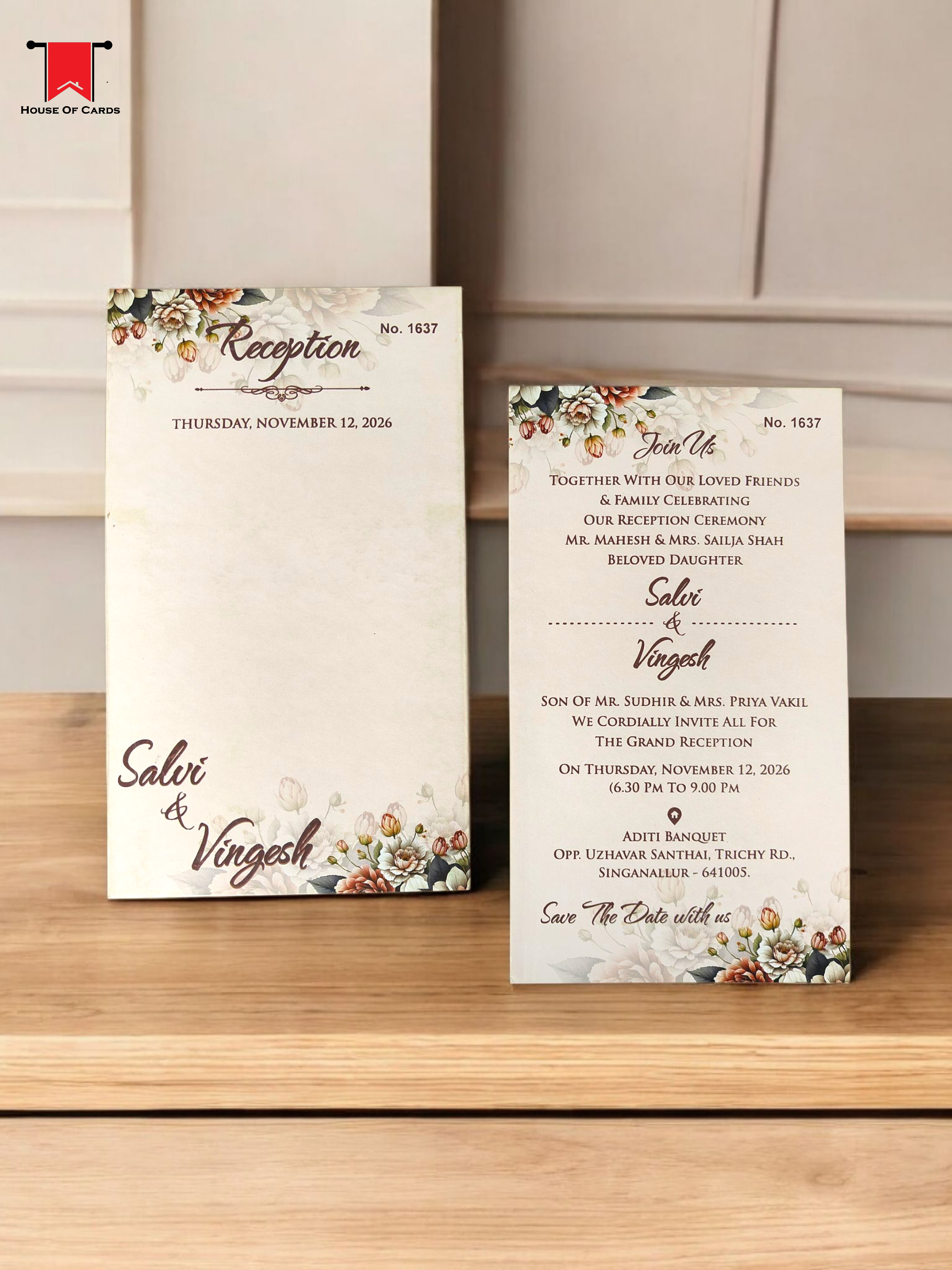 Pastel Floral Light Brown Shade Invitation Card