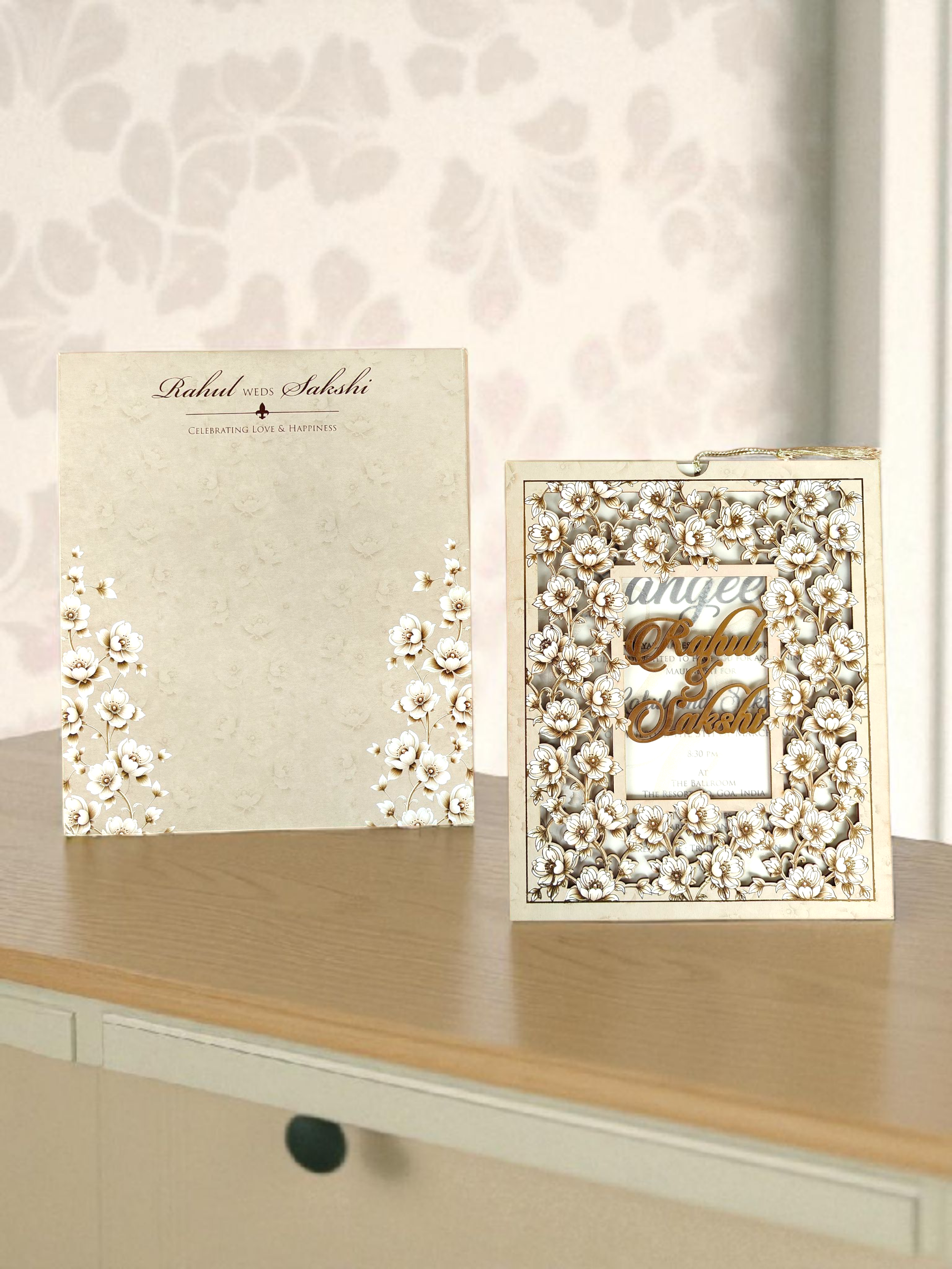 Laser Cut Wooden Frame Card- Grey Shade