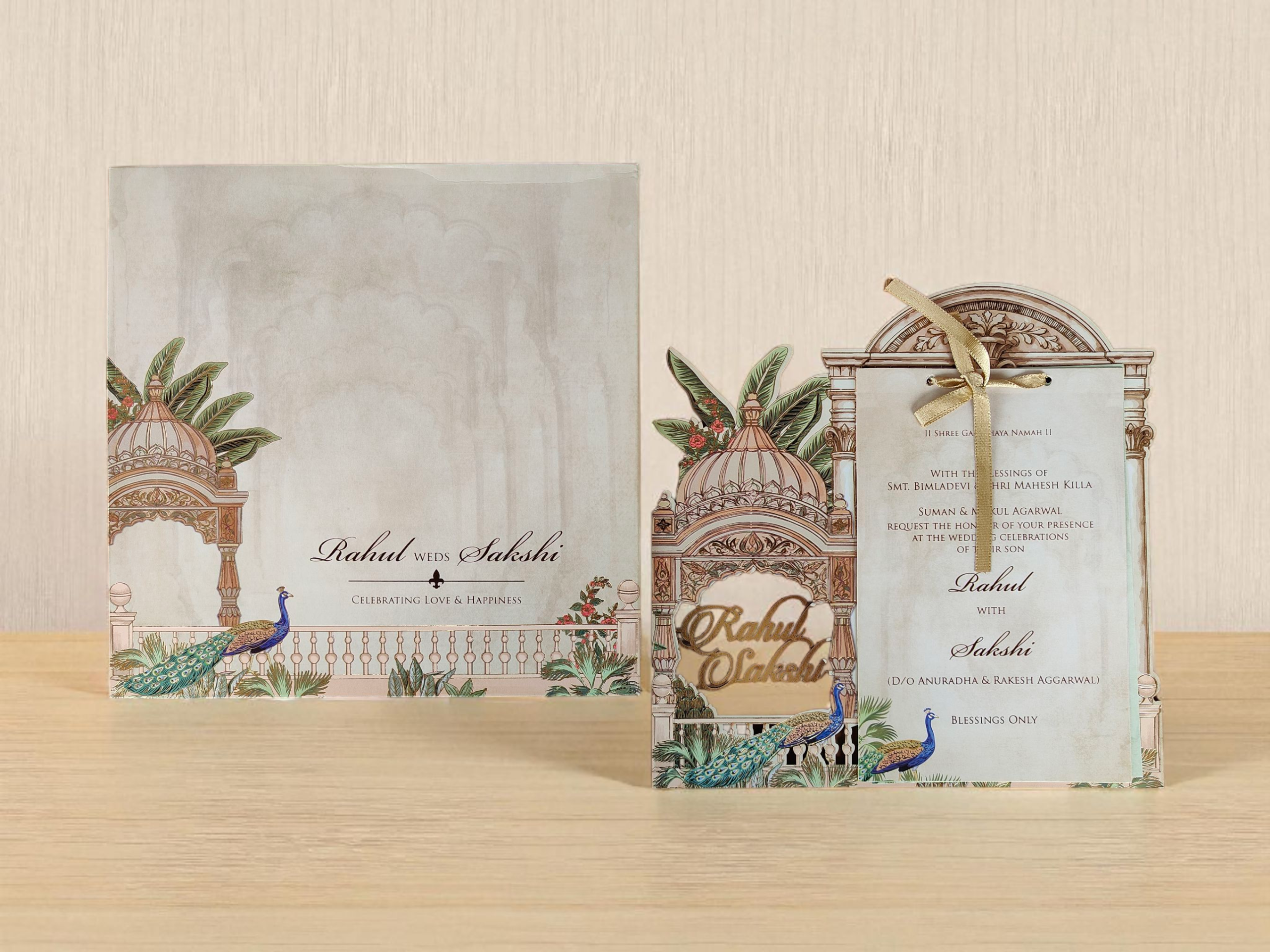 Peacock Laser Cut MDF Wedding Invitation