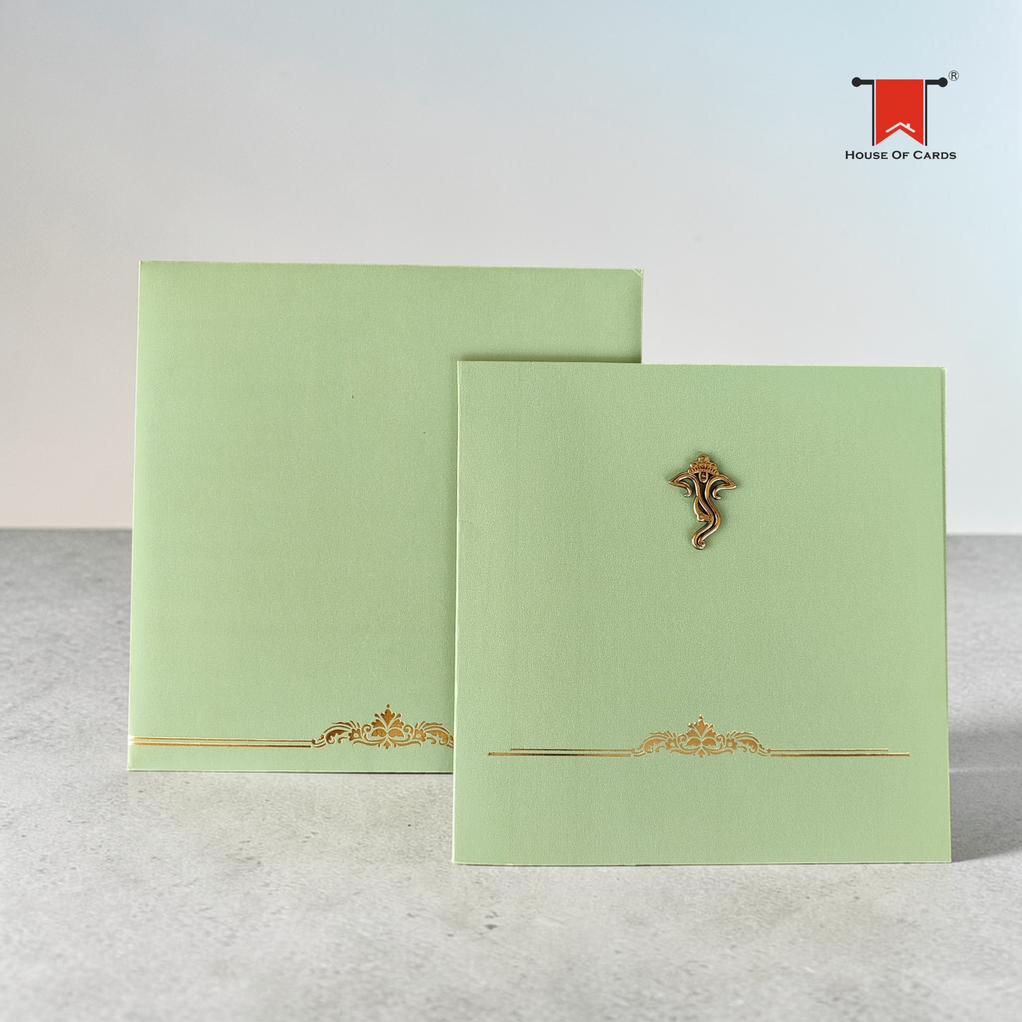 Green Square Matt finish Wedding card