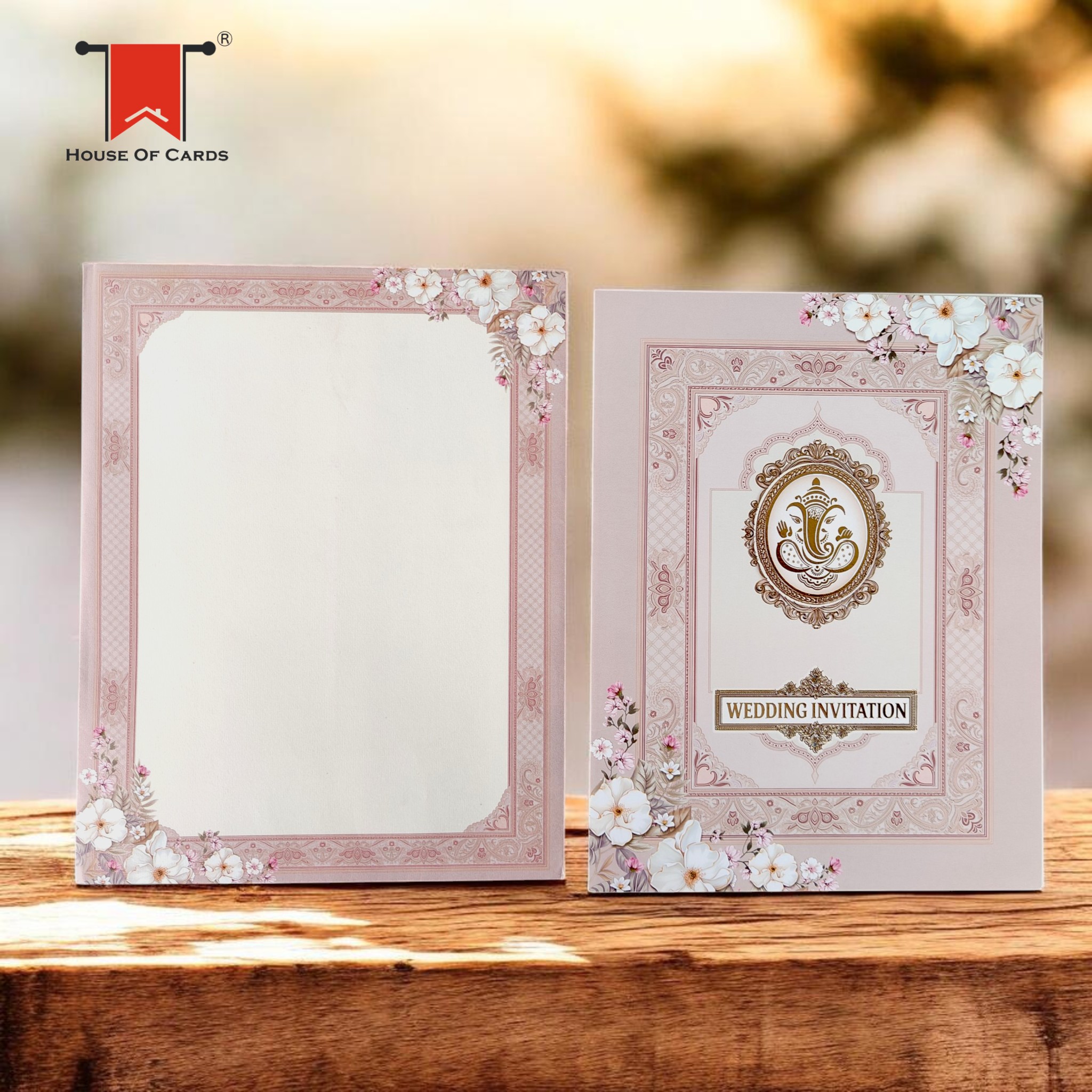 Pastel Floral Ganesha Wedding Invitation