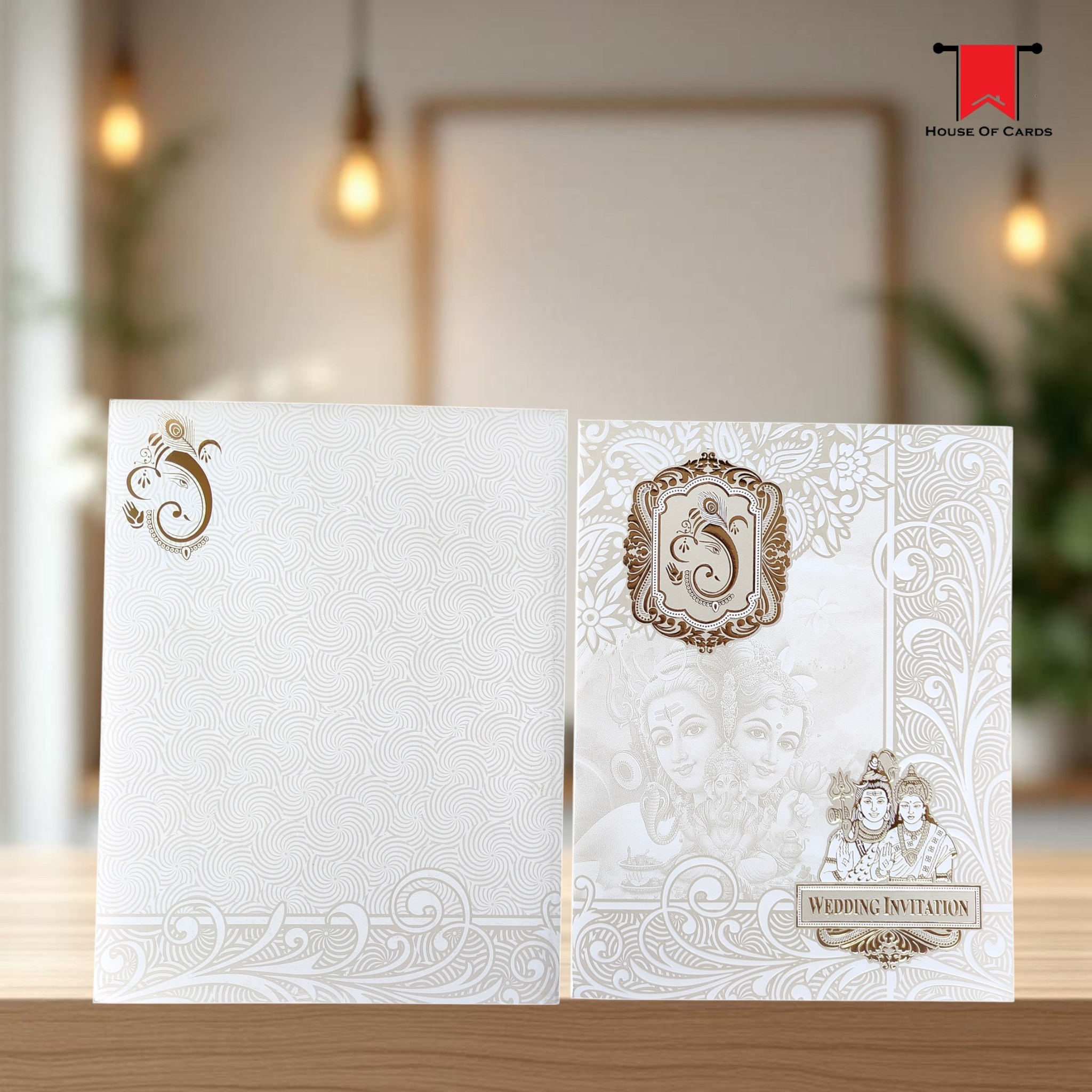 White Elegant Shiva Parvati Wedding card