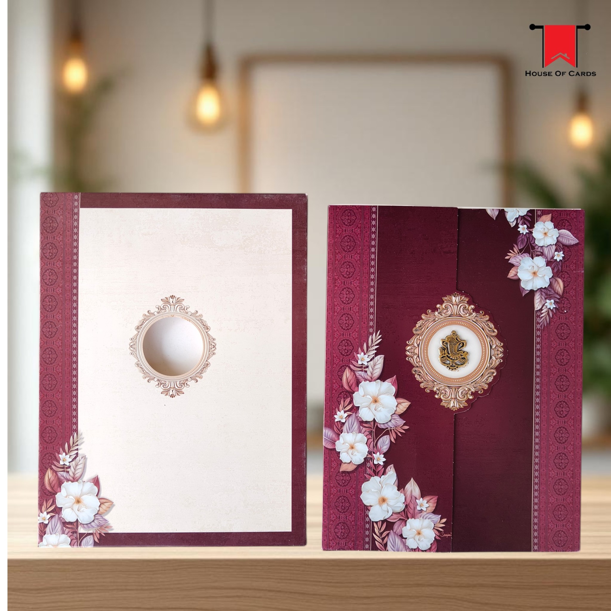 Wine Shade Floral Box Wedding card