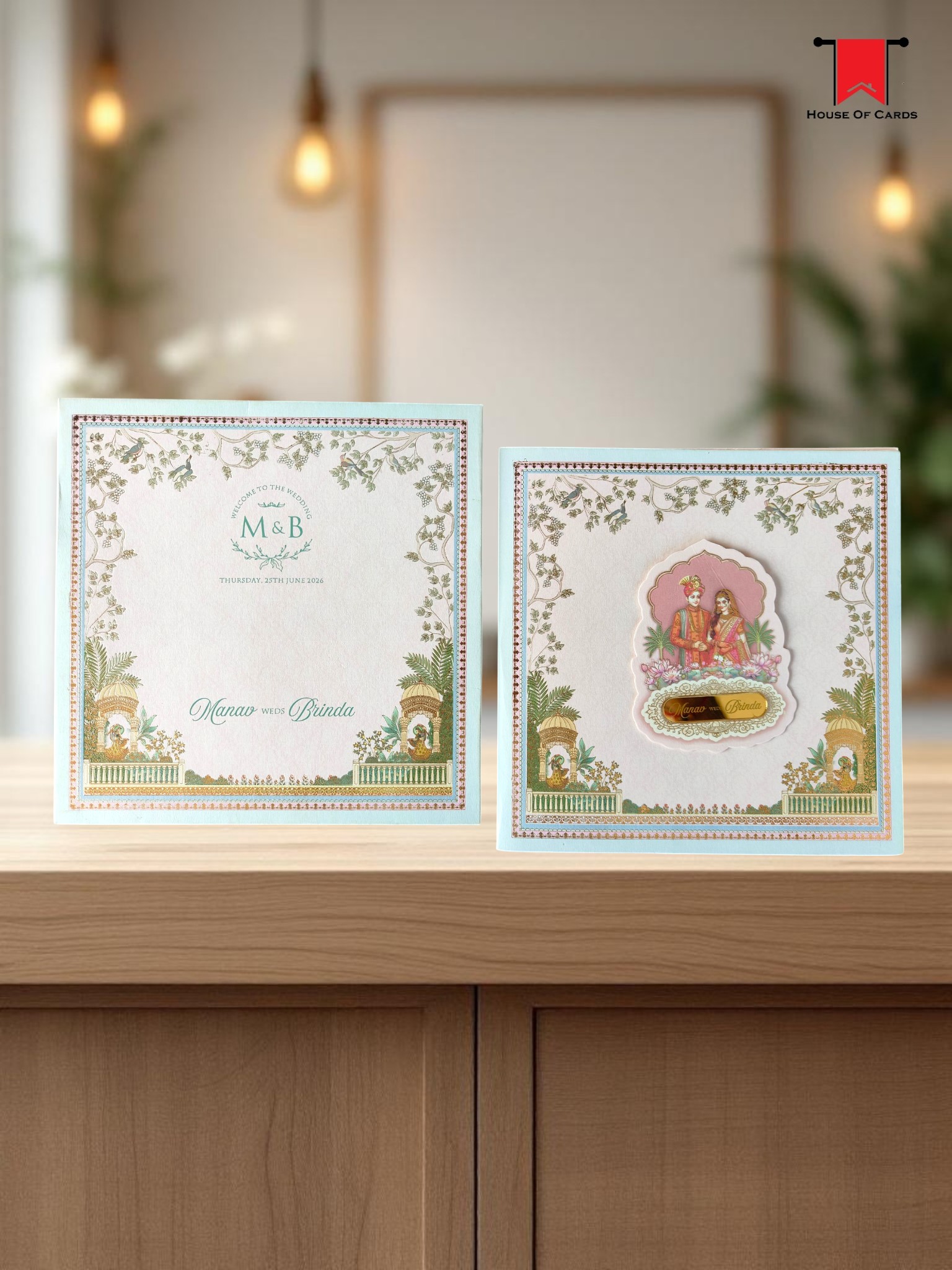Pichwai Pastel Theme Wedding card