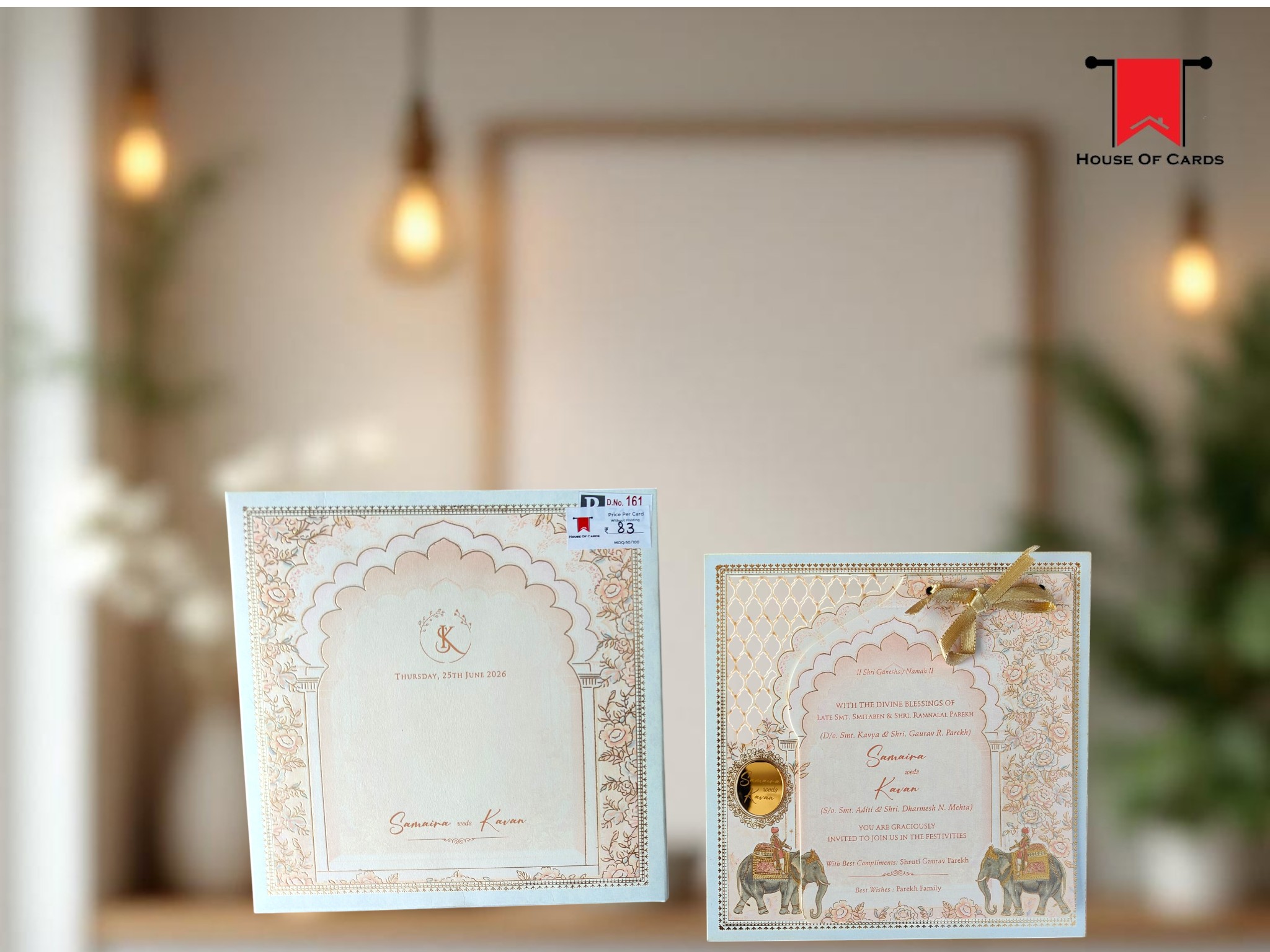 Pastel Elephant Wedding Invitationc ard
