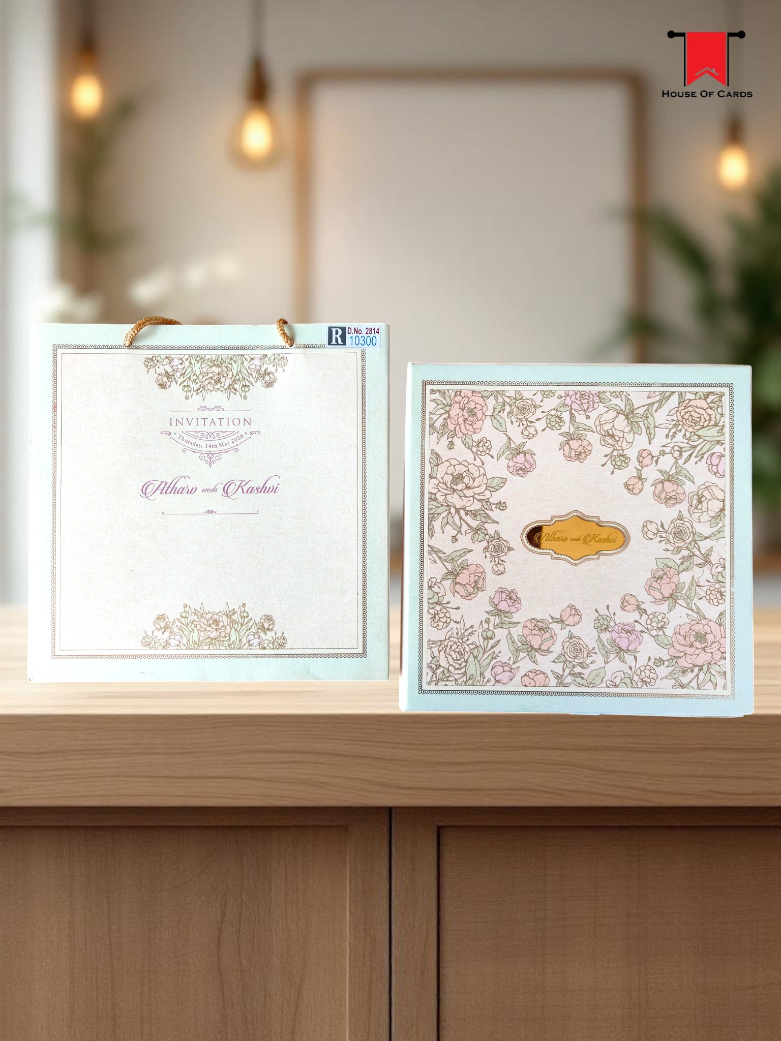 Bag Style Padded Pink Blue Pastel Wedding card