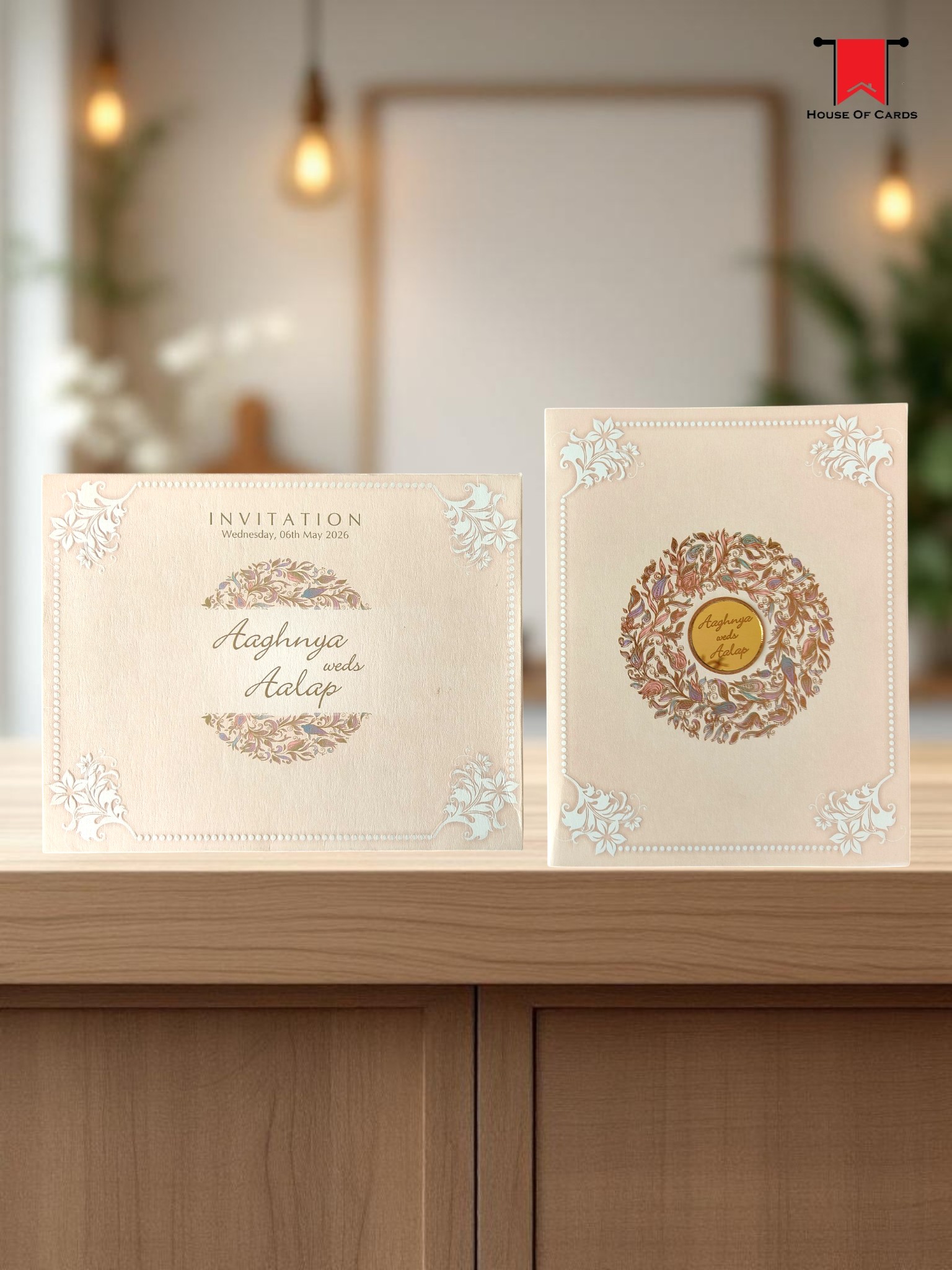 Peach Elegant Wedding card